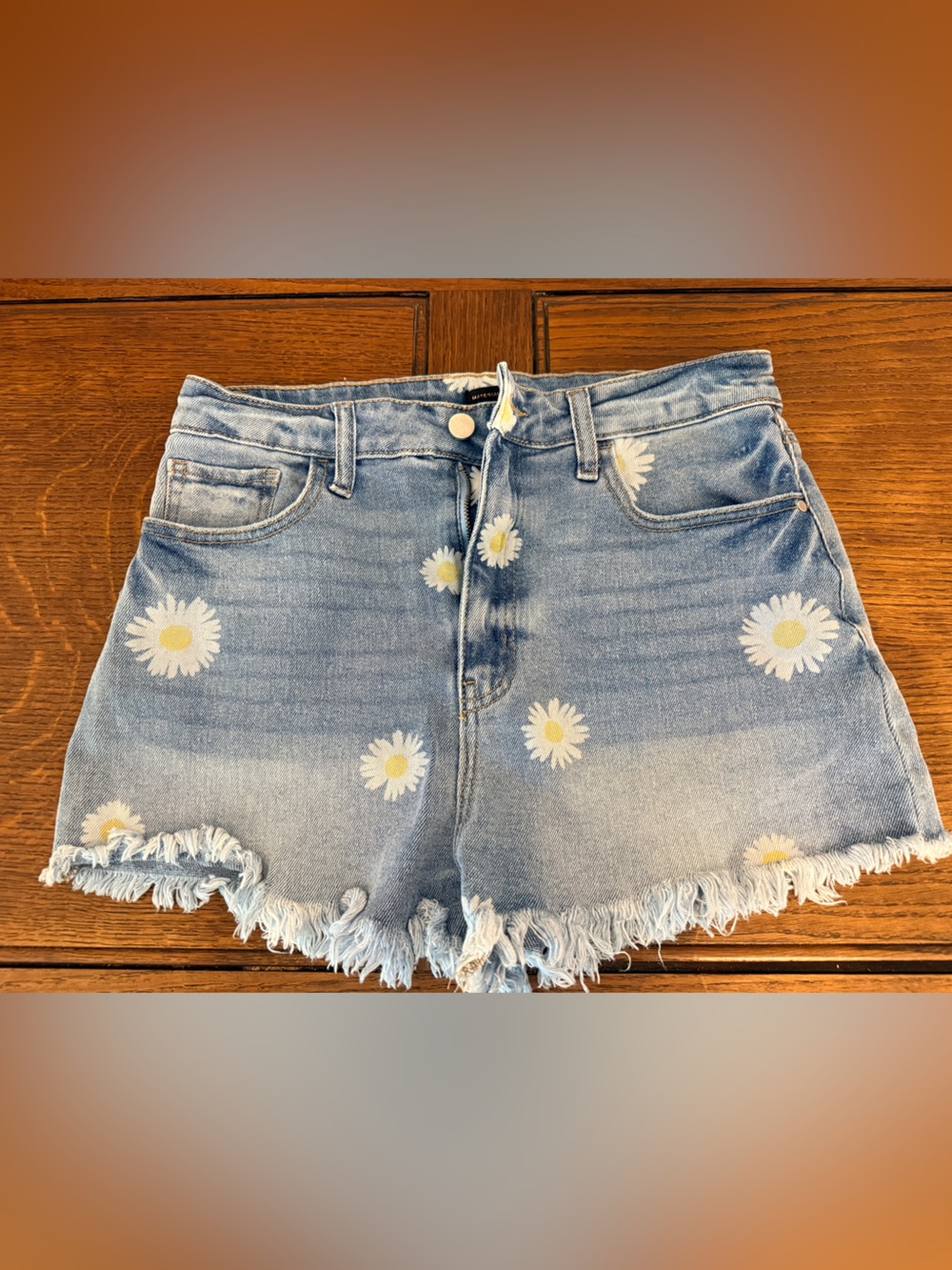 Material Girl Light Blue Daisy-Print Denim Shorts